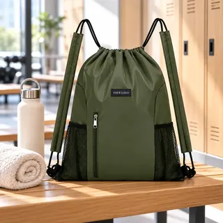 Drawstring Backpack with Mesh Pockets